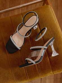 Eladyva Giày sandal cao gót thời trang và thoải mái dành cho nữ mùa xuân/hè, thích hợp cho các buổi tiệc và liên hoan, ngày Valentine. - màu đen - Xem 2