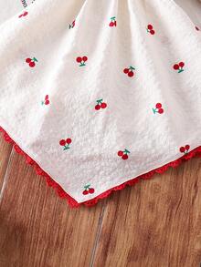 SHEIN Bộ trang phục thường ngày thoải mái cho bé gái, gồm áo hai dây và quần dài in hình quả anh đào, vạt áo bất đối xứng. - Nhiều màu - Xem 9