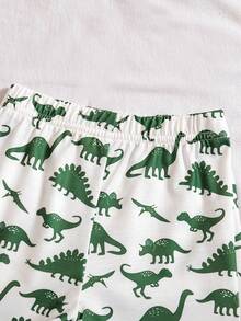 SHEIN Vintaside Kids 2pcs Baby/Baby Boy Ribbed Contrast Color Top And Blue Pants Set, Comfortable All-Match Casual Outfit Suitable For All Occasions In Summer - Green - View 4