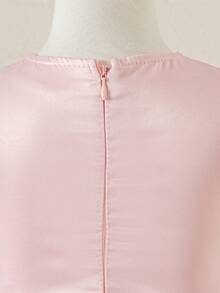 SHEIN Elladie kids 1件装 女孩夏季新款婚礼仪式少女3D蝴蝶生日派对花童表演泡泡袖公主裙 - 粉色 - 查看 6
