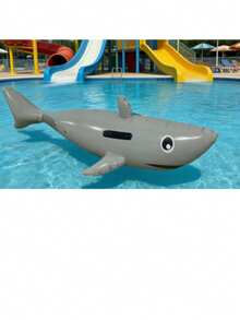 1PC Inflatable Grey Shark Shaped Floating Water Lounger, Perfect Summer Gift For Pool And Beach Party, Swimming Pool Raft Floating Recliner Fun And Relaxation During Vacation, Beach Essentials, Beach Accessories - Grey - View 6