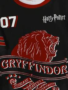 HARRY POTTER X SHEIN T-shirt med kort ärm och lejontryck för pojkar, - Vitt - Visa 4