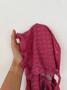 ZzzCrew Conjunto de pijama de camiseta ajustada y pantalones cortos de encaje con parches de unicolor sexy y maduro para mujeres - Rosa Fucsia - Ver 7