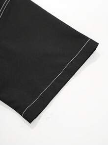 PAVTROS Camisa de manga corta con patrón numérico y pantalones cortos para hombre, conjunto casual diario - Negro - Ver 5