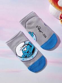 SHEIN X The Smurfs 3双纯棉可爱卡通儿童袜，男女通用，袜跟加固耐磨，四季皆宜，适合上学和日常穿着，男孩女孩均可穿。 - 彩色 - 查看 4