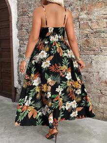 Breezaya Đầm xẻ eo họa tiết nhiệt đới cỡ lớn, trang phục thường ngày đi nghỉ mát cho nữ, mùa xuân/hè. - Nhiều màu - Xem 2