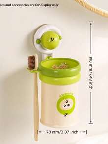 Zazumi Dopamine Color Cartoon Style Plastic Magnetic Toothbrush Cup Holder, Apple Sticker, Multi-Color Optional, Red Yellow Green Apple Sticker, Wall Without Drilling Installationwash Cup Toothbrush Holder, Bathroom Wash Set Hanger Rack Saves Space Suction Cup Design, Detachable Waterproof Multi-Functional Bathroom Storage Organizer, Home Dorm Travel Storage Organizer - multicolor - View 13