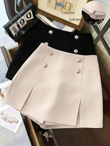 Franclia 女士时尚休闲通勤裤，高腰开衩设计，适合所有季节。 - 卡其色 - 查看 3