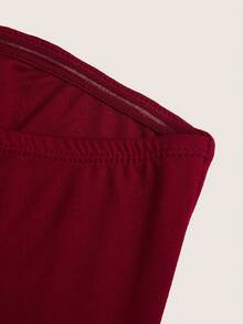 Franclia Top tubo casual de mujer con dobladillo de encaje en contraste rojo, adecuado para salidas, viajes, uso diario, vacaciones y días festivos - Rojo - Ver 4