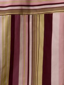 MUSERA 松紧腰带条纹宽松阔腿裤套装下装，适合夏季春季穿着，性感可爱，适合度假外出，伊比沙岛优雅日落系带 - 彩色 - 查看 5