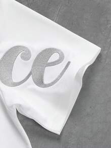 SLATEMANN Áo thun nam tay ngắn cổ tròn in chữ, kiểu dáng thường ngày - trắng - Xem 5