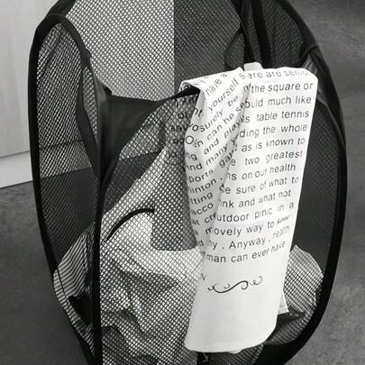 Black Foldable Laundry Hamper With Multi-Pocket Organizer - Large Capacity Mesh Fabric Basket, Collapsible Storage Bin With Handles For Dorm, Apartment, Bedroom, Bathroom | Space-Saving Closet, Wardrobe, Linen Organizer, Portable Clothes Basket