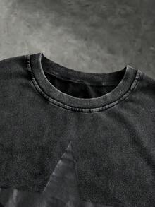 SWAVVY Men's Casual Loose Short Sleeve T-Shirt, Standard Size, Black With Printed Snowflake Design - Black - View 2