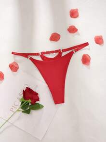 MidnightGlam Tanga cómodo con estampado de leopardo para el Día de San Valentín - Rojo - Ver 6