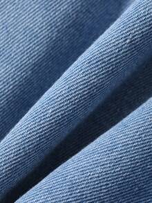 DAZY 休闲度假风蝴蝶结系带牛仔衬衫，春夏款 - 藍色 - 查看 8