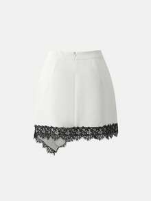 GlowEve Chân váy nữ mùa xuân/hè mới, thanh lịch, sang trọng, phối ren. - trắng - Xem 2