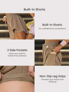 4.5" Pantalones cortos VitalSwift de movimientos rápidos, ligeros, de secado rápido, elásticos, con control de olores, con abertura lateral, bolsillo con cremallera, para entrenamiento, tenis, running, gimnasio - Caqui - Ver 7