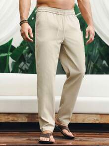 VENTUSAIL Men's Solid Color Casual Business Pants - Khaki - View 3