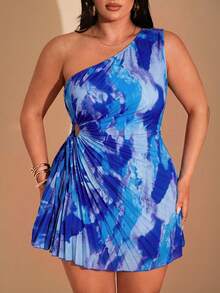 SHEIN BAE 大码女装春夏休闲优雅露腰系带连衣裙，修身沙滩度假连衣裙，多褶不对称度假连衣裙，毕业礼服，女士沙滩装，7月4日服装，7月4日服装，海岛度假装，女士蜜月装，女士夏季服装，女士太阳裙，泳池派对装，女士度假装，大码女装 - 藍色 - 查看 6