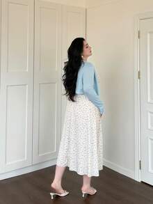 Vibekara 两件套：可爱罗纹短款外套搭配碎花迷你连衣裙 - 淺藍色 - 查看 2