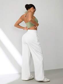 Lifespree Women's Casual High Waist Everyday Commute Sports Pants - White - View 2