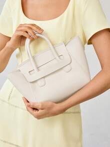 MOTF PREMIUM 女士时尚通勤手提包，大容量 - 米色 - 查看 7