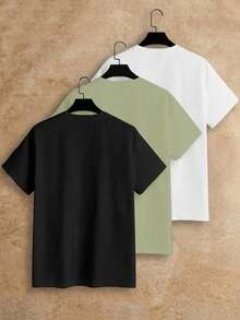 Manfinity VCAY Men's Elegant Minimalist 3 PiecesT-Shirt Set For Commuting - Multicolor - View 2