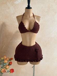 Soleia Bộ trang phục mùa Xuân/Hè mới, phong cách thường ngày, đi nghỉ mát, đi biển, dự đám cưới, lễ tốt nghiệp, tiệc brunch, ngày lễ Thánh Patrick, kỳ nghỉ xuân, lễ Phục sinh, lễ hội âm nhạc, thanh lịch, phong cách Boho, nhiệt đới, mùa cưới. Chân váy xếp ly màu nâu, trang phục đi biển, trang phục nghỉ hè, bộ áo len 2 mảnh dành cho nữ. - Cà phê nâu - Xem 5