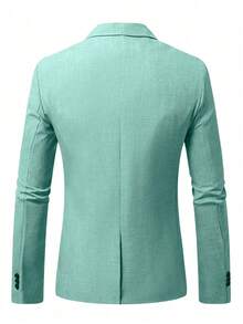 Manfinity Mode Blazer de una sola hilera con bolsillo y estampado espacial para hombre - Verde - Ver 2