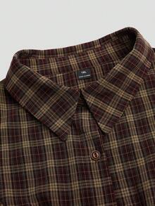 SHEIN Sweetro Plus Size Women's Retro Plaid Bow Tie Shirt, Slim Fit, Suitable For Spring And Autumn - Multicolor - View 7