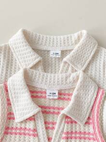 SHEIN Playful Pals Bộ 2 món áo croptop dệt kim gân cổ trái tay ngắn và không tay cơ bản cho bé gái, thích hợp cho mùa xuân/hè. - Nhiều màu - Xem 4