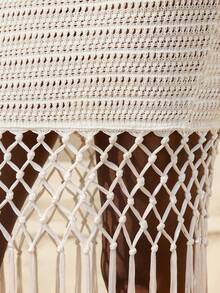 Maija Women's Vacation Beach Fringe Hem Knit Skirt, White , Summer , Festival , Beach For Women - White - View 4