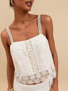 Travachic 2026 Solid Color Embroidered Camisole Top, Suitable For Summer Vacation,Summer Top - White - View 7