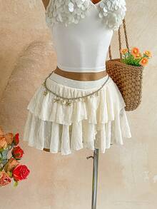 Soleia Chân váy xếp ly dành cho nữ đi nghỉ mát - trắng - Xem 5