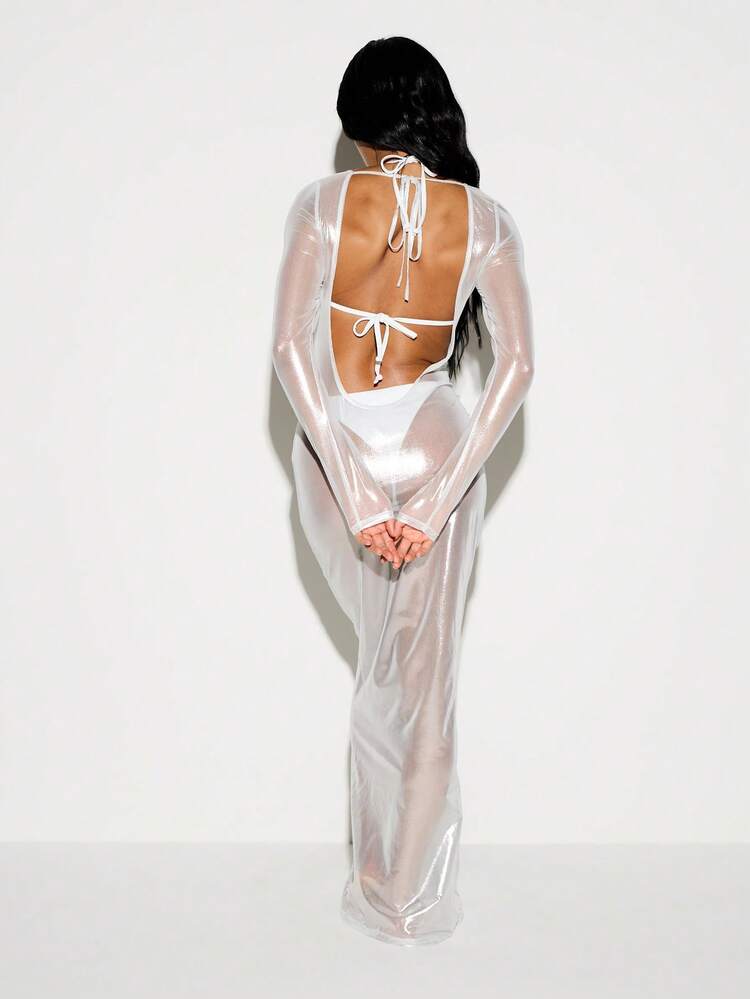 KIZN High Shine Sheer Maxi Cover Up