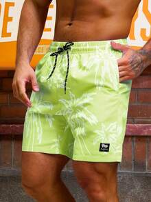 Manfinity KASUA Men's Palm Tree Print Drawstring Waist Beach Shorts, Holiday - Multicolor - View 5
