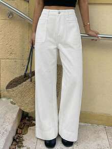 DAZY Women's Casual All White Wide-Leg Jeans, Spring/Summer,Wedding Vacation Guest Dress Women - White - View 5