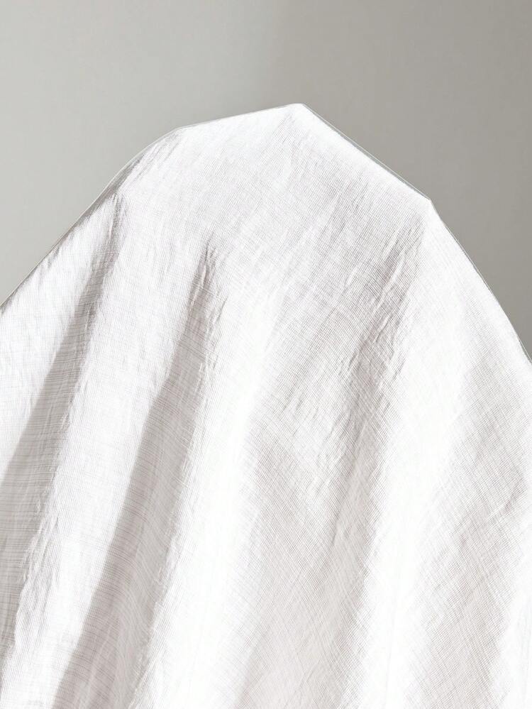 Women's Comfortable And Skin-Friendly Viscose-Like Fabric Fitted Silhouette Waist Belt Bow Tie Detail V-Neck Asymmetric Sleeve 3/4 Sleeve Modern Urban Chic Business Casual Office Wear Low-Key Vintage High-End Commuter High-Quality Airport Cruise Ship Middle East Elegant Wedding Guest Minimalist Luxurious Versatile Seasonal Essential Blouse