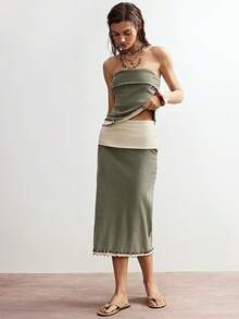 Bohemela 女士休闲针织拼接修身抹胸上衣 - 彩色 - 查看 6