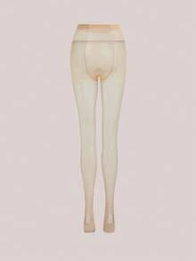 Veilyse 1双女士性感露趾渔网袜，超薄连裤袜，圣诞礼物 - 杏色 - 查看 2