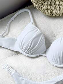 Bonvoyette Underwire Bikini Set White Bikini 2 Piece Set Swimsuit - White - View 7