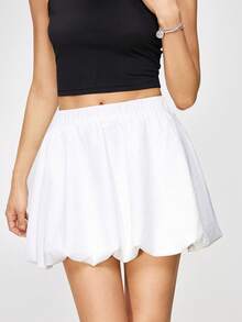 INAWLY Y2K Girlisim Cute Casual Lady Pastal Autumn Urban Leisure Buds Mini Skirt Basic Elastic Waist Elegant All-Match Date Daily Golf Going Out - White - View 6