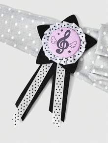 ROMWE Anime Cinto Multifuncional Retrô Estampado com Bolinhas, com Emblema de Símbolo Musical - Cinto Casual Decorativo com Estrela de Cinco Pontas Fashionável e Fofo, Estilo Y2K, Adequado para Uso Casual, Passeio e Férias - Cinza com crachá - Visão 3