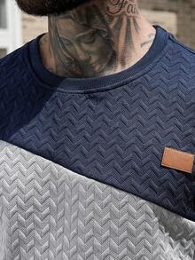 Manfinity CasualCool Men's Contrast Color Patchwork T-Shirt And Shorts Set - Multicolor - View 4