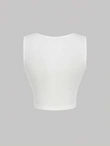 SHEIN MOD 4pcs/Set Pastal White Ruched Square Neck Camisole,Summer Top Golf Sexy - Multicolor - View 10