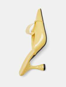 2026 Spring & Summer New Fashion Pointed Toe High Heel Sandals, Bowknot Mules For Women - Yellow - View 9