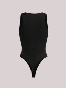 Veilyse Women's Seamless Compression Bodysuit With V-Neck, Wide Strap And Thong, 1pc - Black - View 2