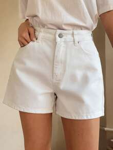 DAZY Women's Loose Casual Distressed Denim Shorts, Vacation Style, Spring & Summer - White - View 2