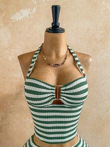 Soleia 女士度假条纹吊带上衣和短裤两件套 - 彩色 - 查看 4