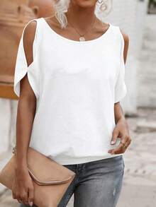 EMERY ROSE T-shirt grafica, t-shirt a spalla, top estivi da donna, taglie forti, stile retrò, comfort per tutto l'anno per abbigliamento casual e eventi sociali da donna - Bianco - Visualizzare 1